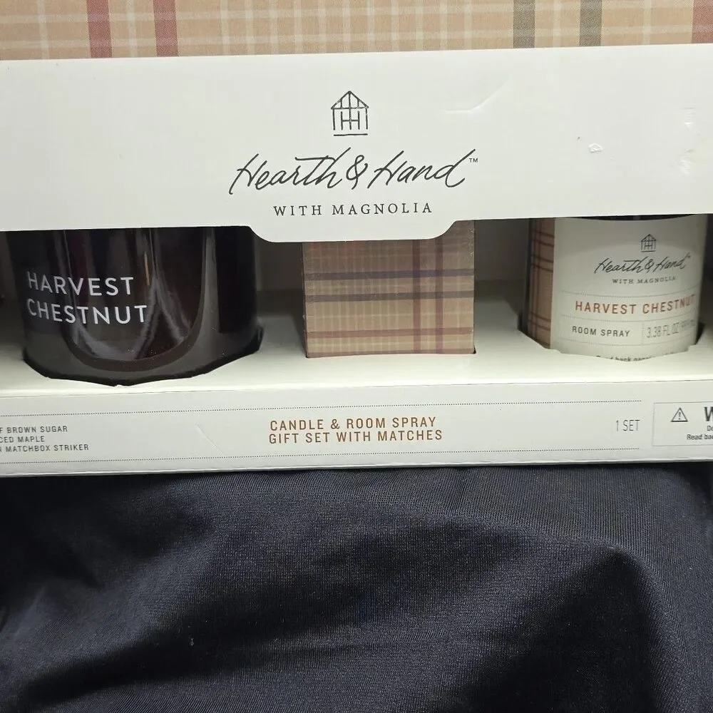 Hearth & Hand HARVEST CHESTNUT GIFT SET Candle Room Spray Match MAGNOLIA Target